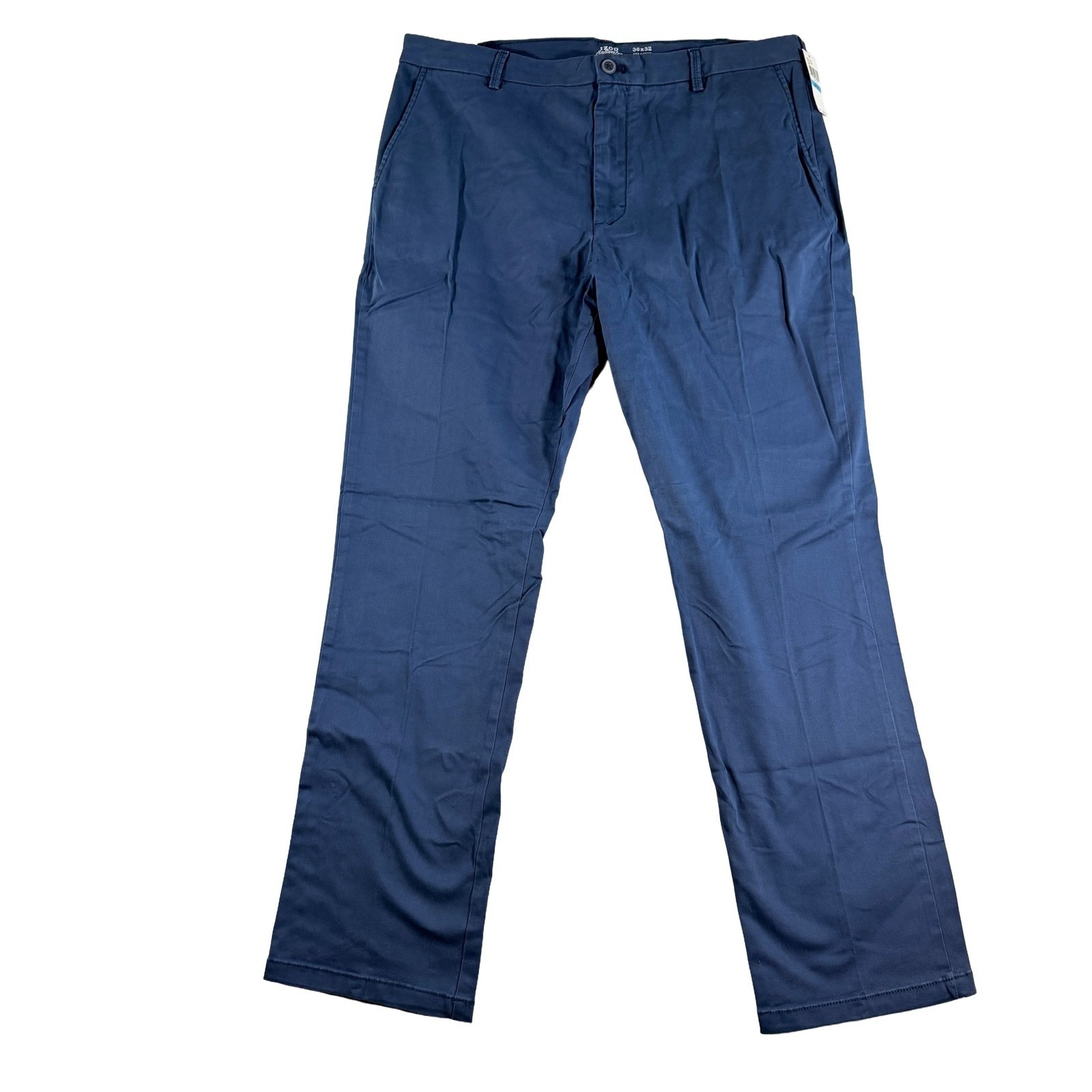 Izod Men's Saltwater Stretch Chino Pants 36x32 Cadet Navy Straight Flat Front